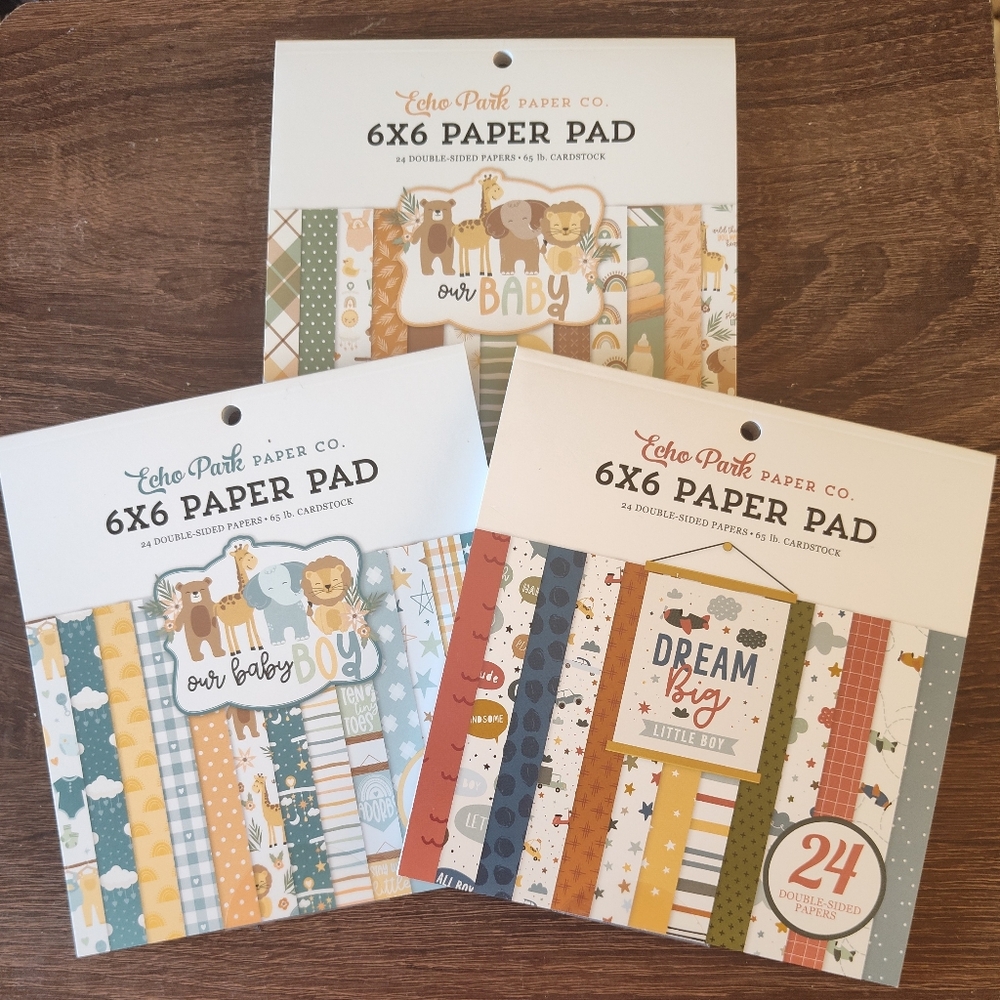 Brand New Echo Park Baby Boy 6x6 Paper Pads